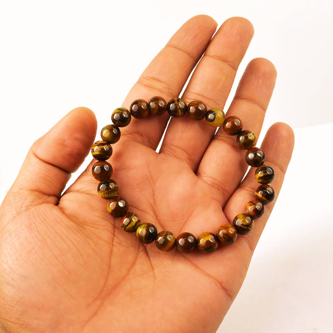 AAA Genuine Tiger Eye Bracelet, Natural Yellow Brown Tiger's eye, Protection Willpower, Confidence, Motivation