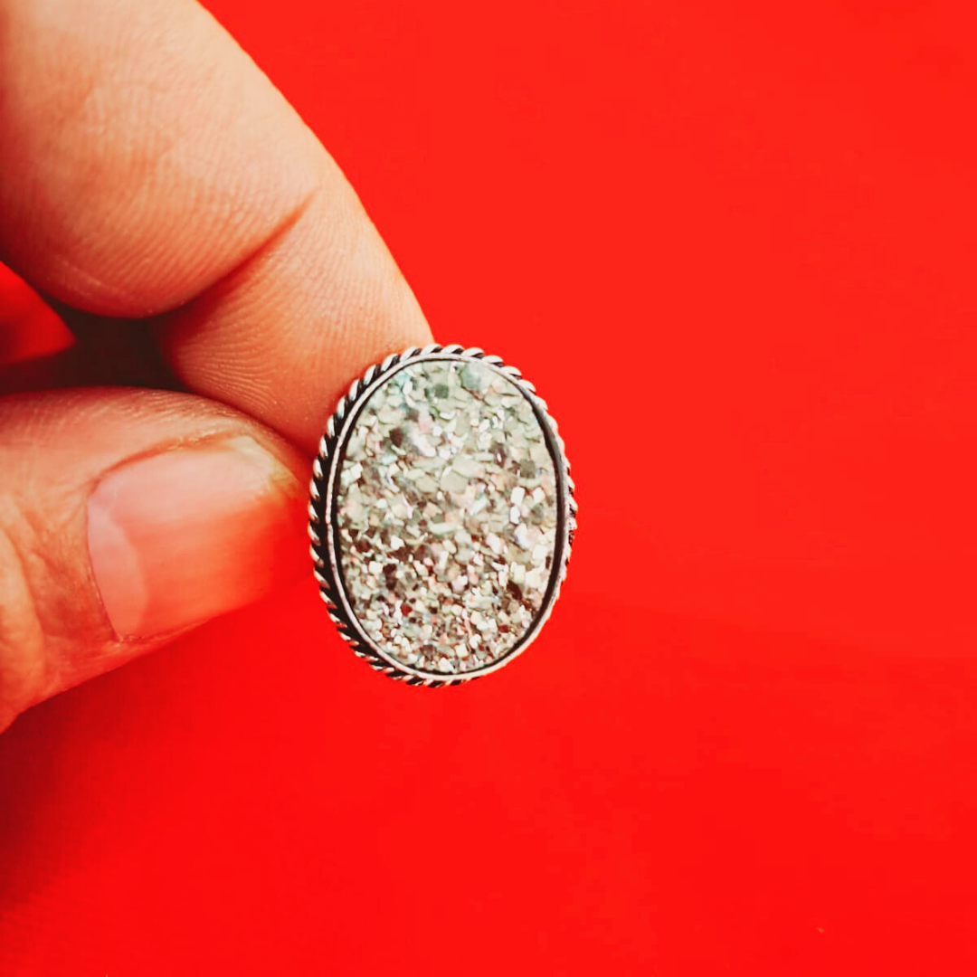 Pyrite Stone Adjustable Ring with Free Green Aventurine Stone - Manifest Your Style and Luck!