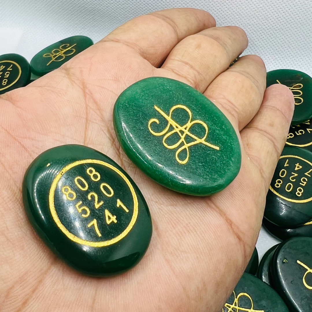 Zibu Coin Original Green Aventurine Stone - Infused with Positive Energies for Luck, Prosperity, and Love