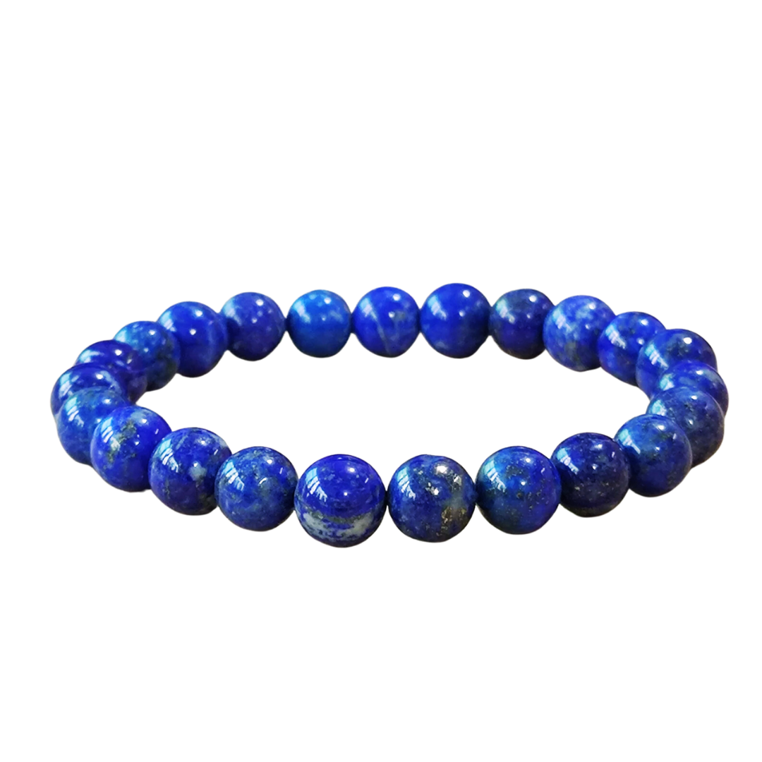 8mm Lapis Lazuli Bracelet | Natural Gemstone Healing Crystal Bracelet | Handmade, Stretchable | Anxiety Relief, Protection, Prosperity