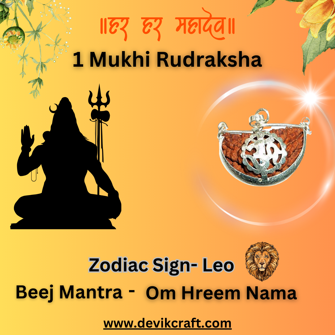 1 Mukhi Rudraksha Pendant - Natural & Lab Certified in OM Shape