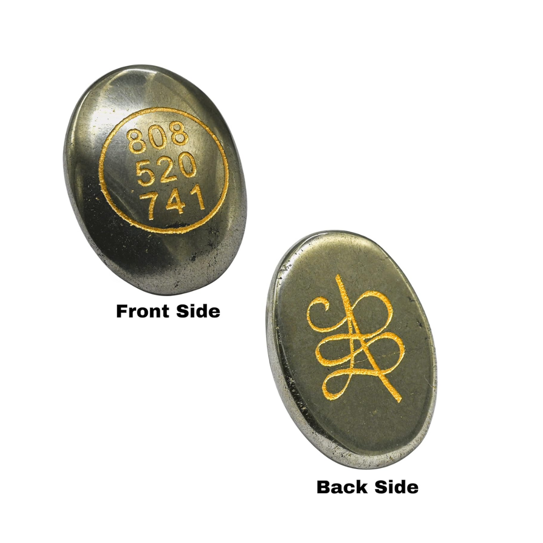 "Green Aventurine Tumble with Pyrite Zibu Symbol - Prosperity, Abundance, and Money Attraction Crystal"