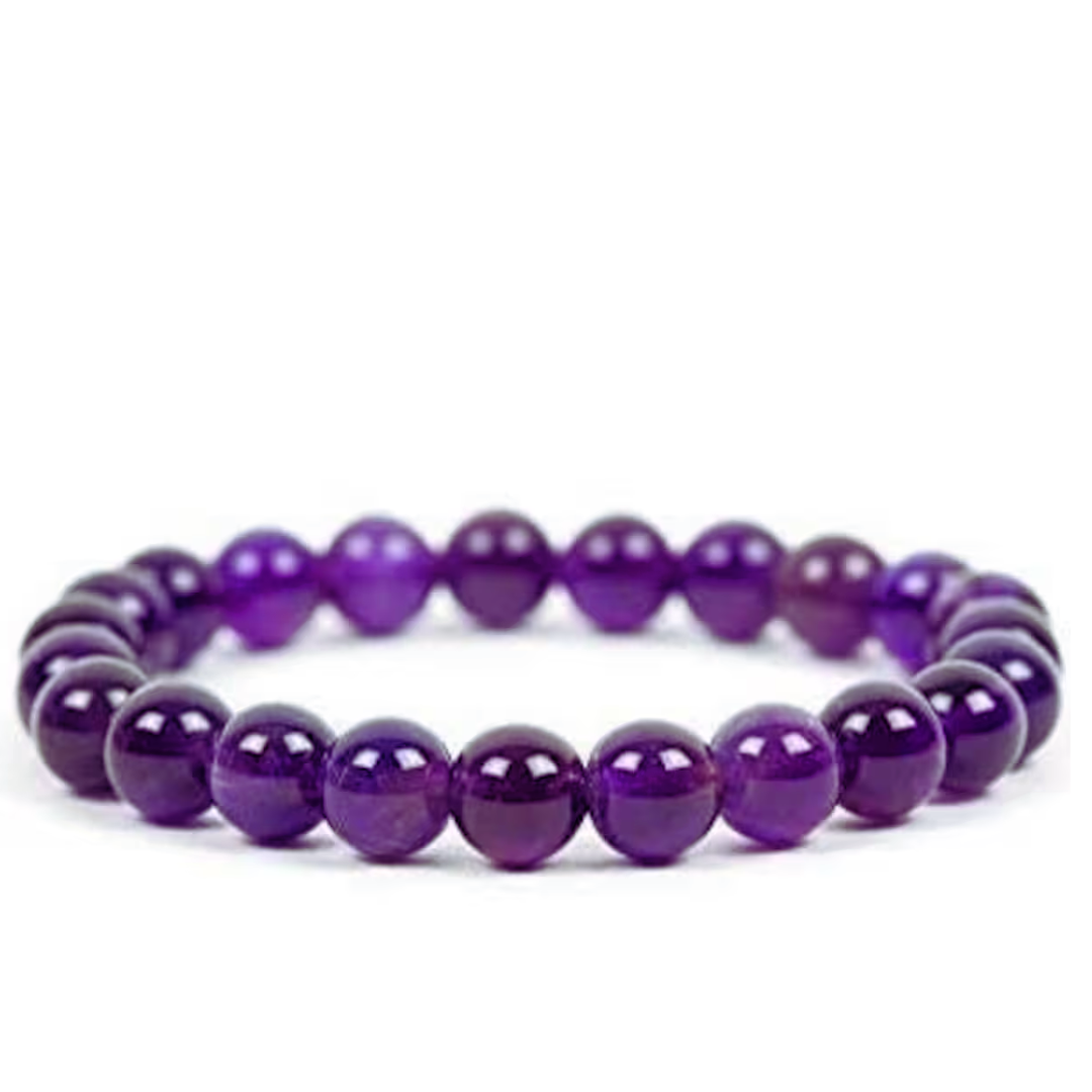 A++ Amethyst Crystal Bead Bracelet 8mm, Purple Amethyst Bracelet, Healing Crystals, Great Gift for Men & Women