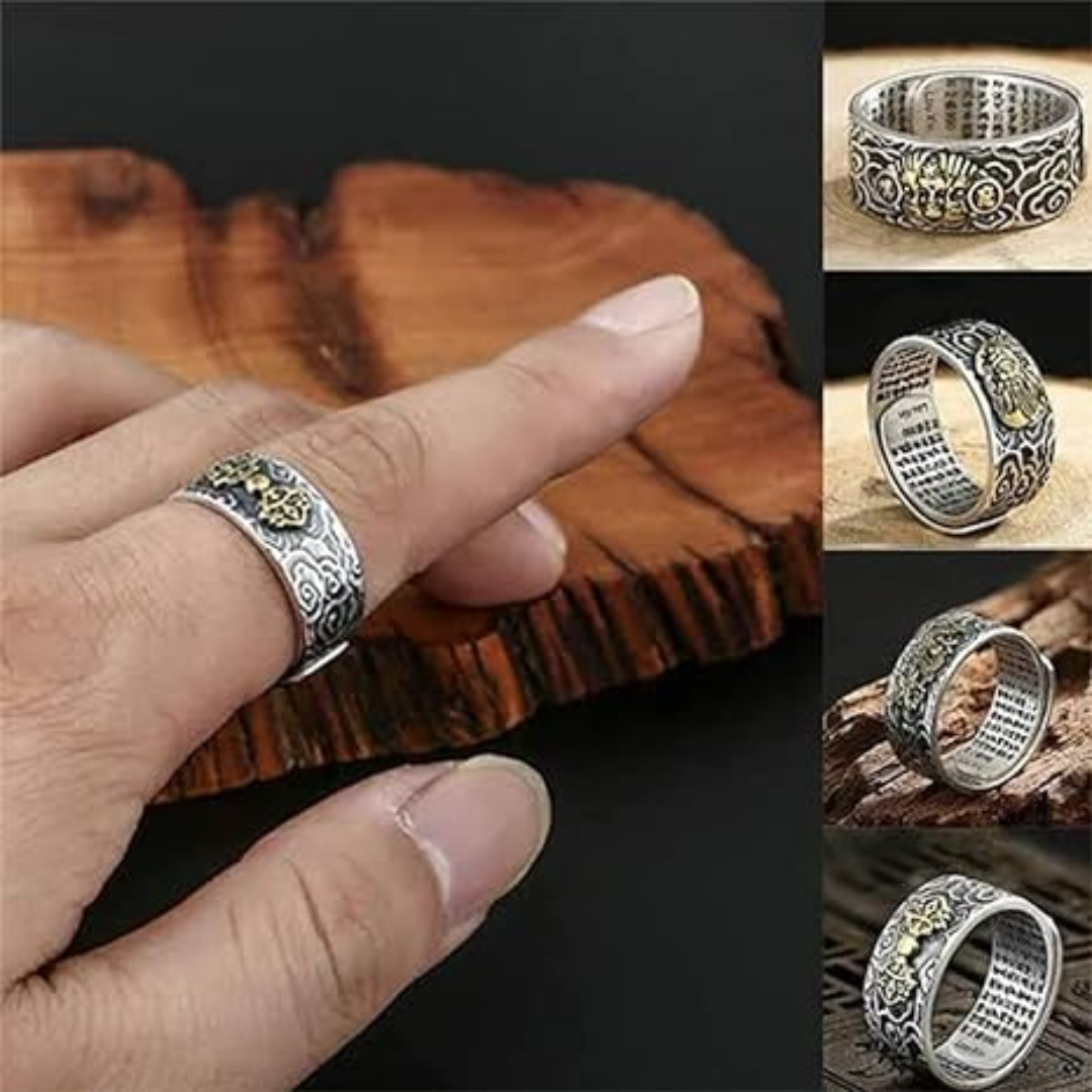 Feng shui Pixiu God Wealth Mantra Ring