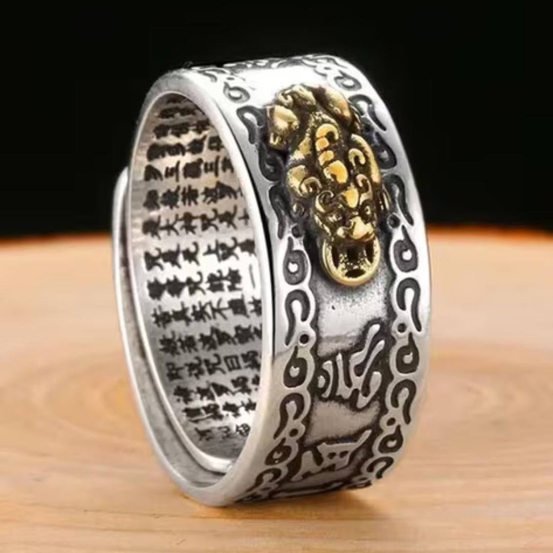Feng shui Pixiu God Wealth Mantra Ring