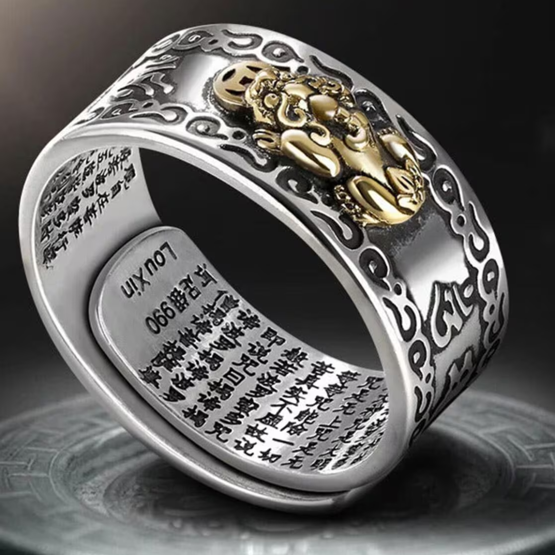 Feng shui Pixiu God Wealth Mantra Ring
