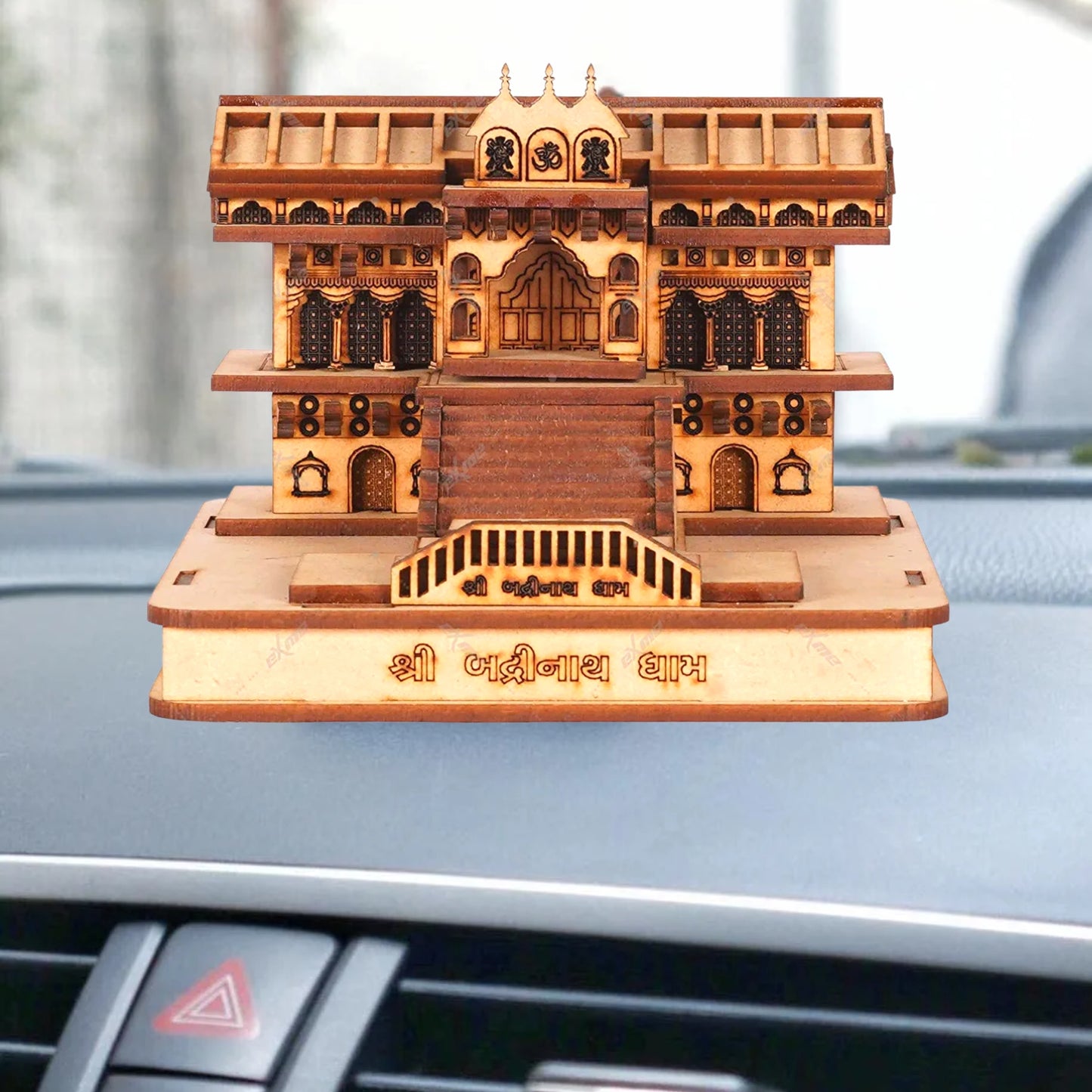 Small Badrinath Temple Original Art 3D Wood Temple Model for Home/Office/Shop and Car Dashboard