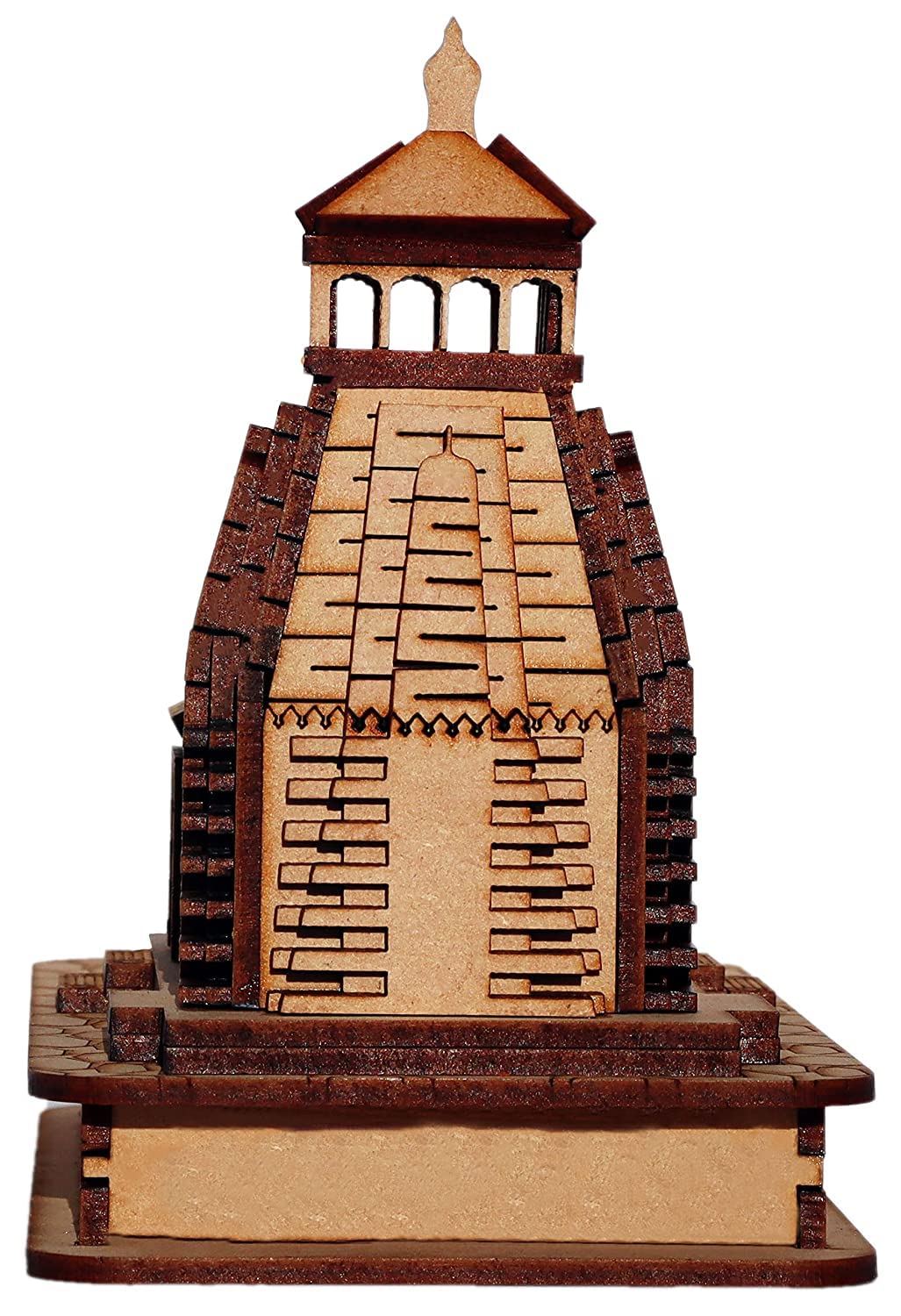 Kedarnath temple in wood miniature for Car Dashboard with Rudraksha Mala