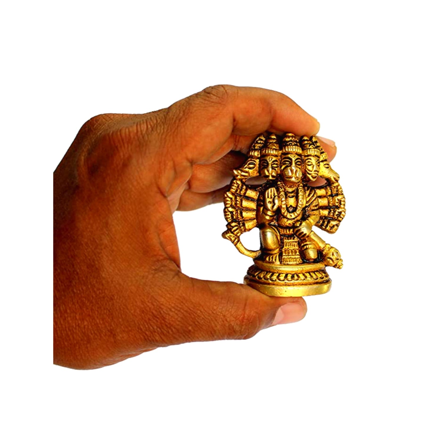 Brass Panchmukhi Hanuman Pavan Putra Anjaneya Pawanputra Bajrangbali Idol Murti Moorti Statue