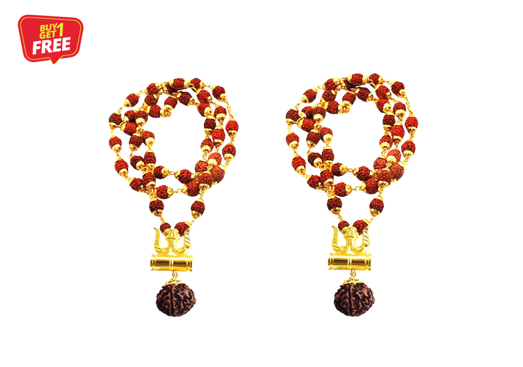 Panchmukhi Rudraksha Mala with Trishul Damru Pendant