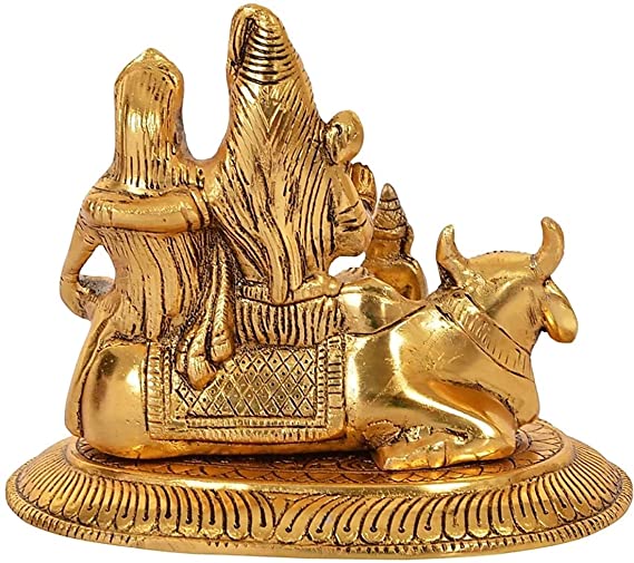 Metal Shiv Parivar Murti Shiva Idols Family Sitting On Nandi