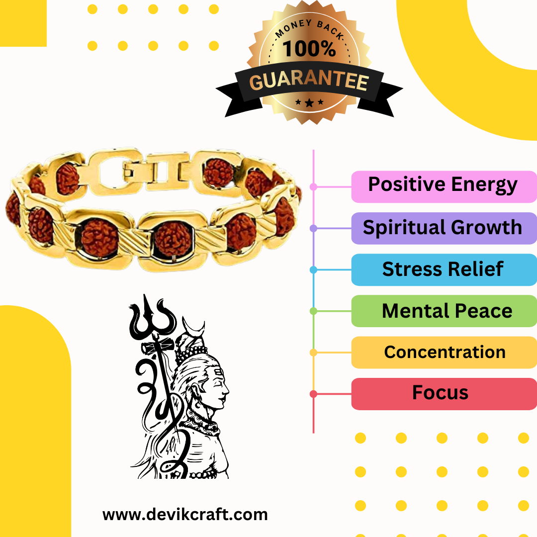 Magical Gold Plated Brass Rudraksha Bracelet - Enhance Well-being and Spiritual Growth