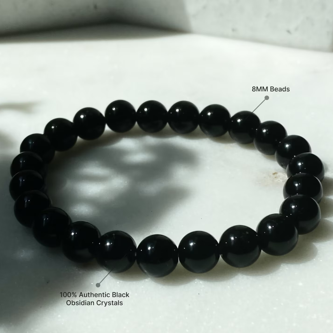 Black Obsidian Crystal Bracelet for Ultimate Protection and Spiritual Growth