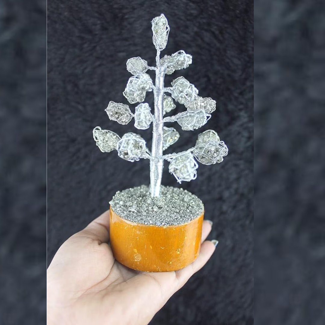 Pyrite Tree Figurine  Money Bonsai for Good Luck, Reiki Healing, Crystals Balancing - Wealth Prosperity Room Decor