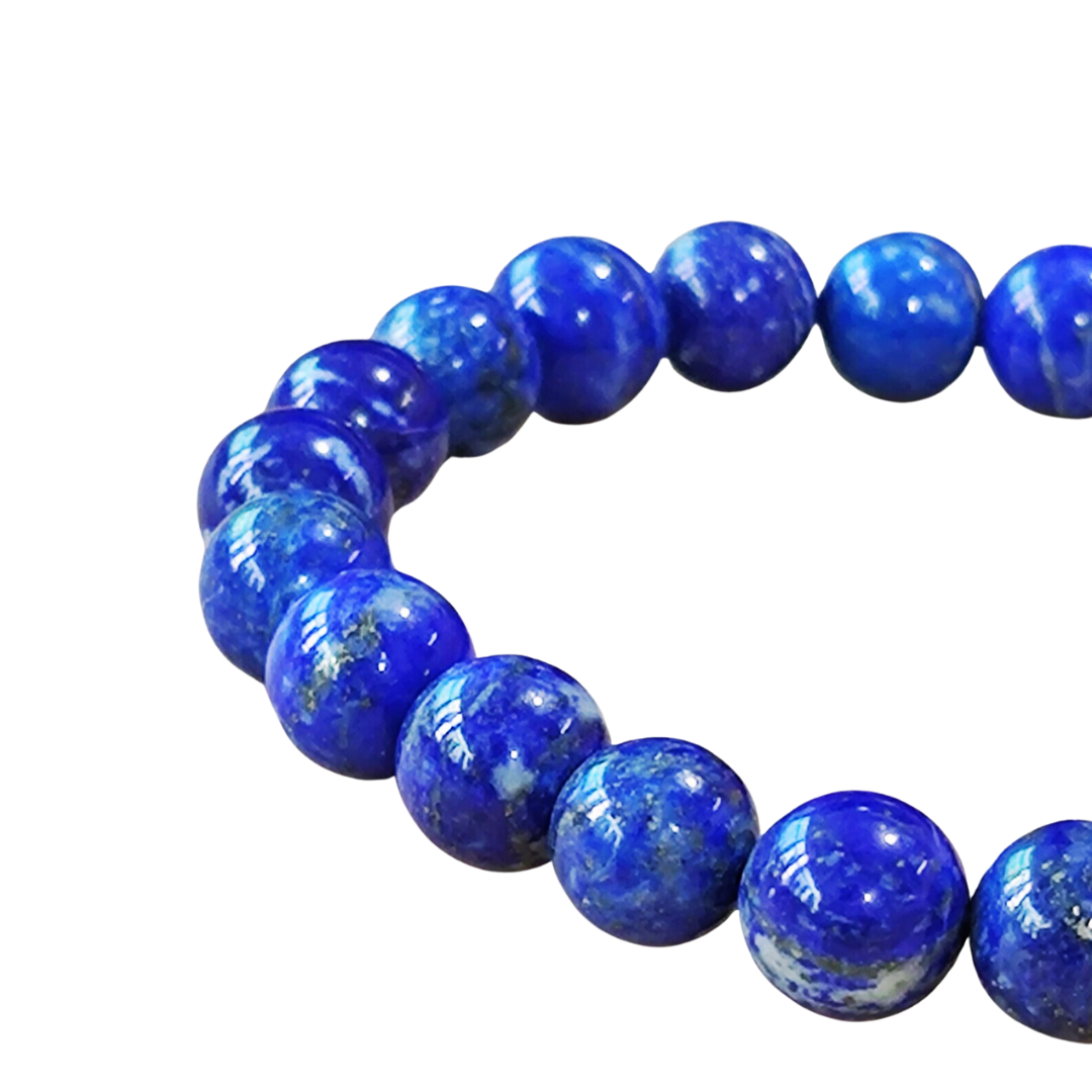 8mm Lapis Lazuli Bracelet | Natural Gemstone Healing Crystal Bracelet | Handmade, Stretchable | Anxiety Relief, Protection, Prosperity