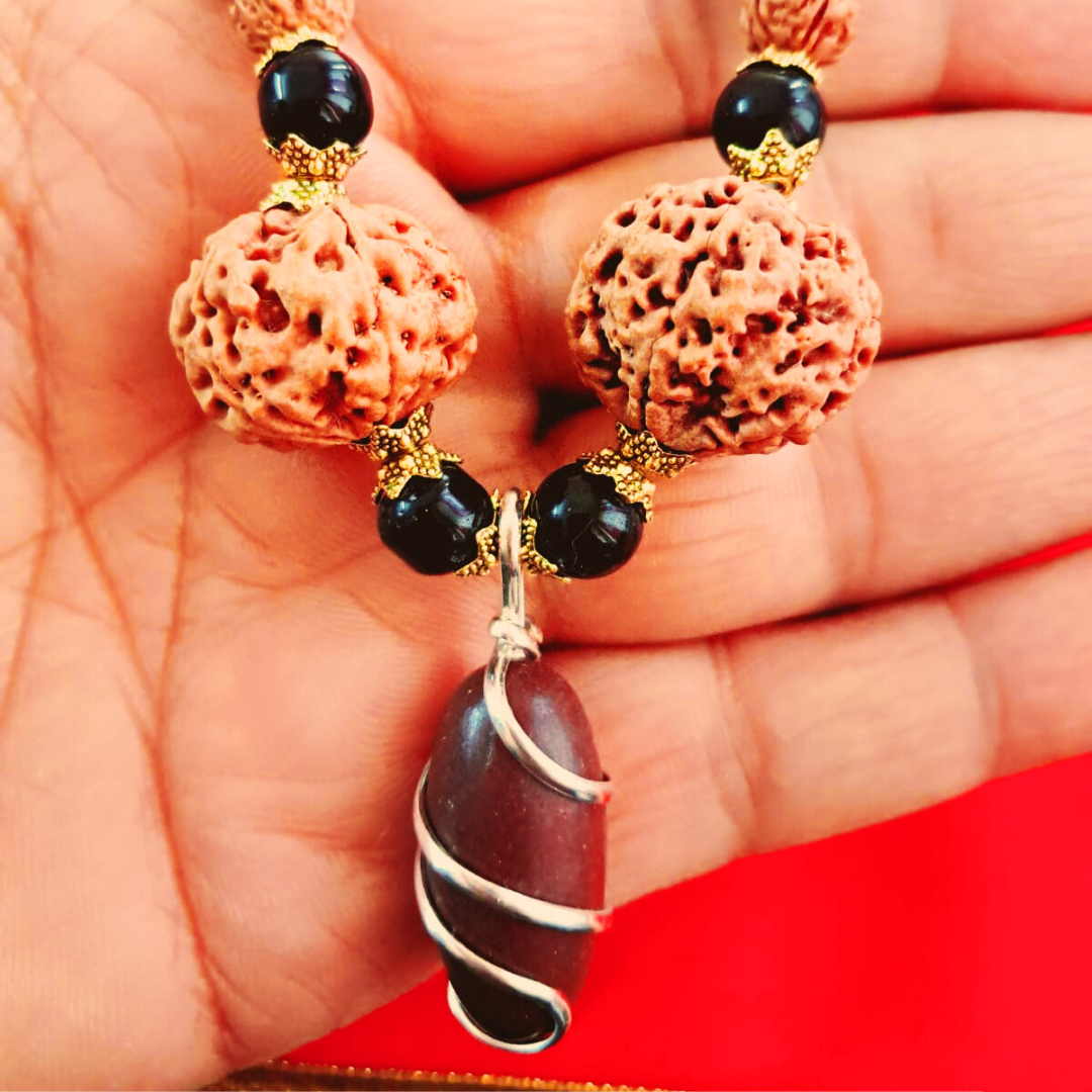 Magical Narmadeswar Mala Energized Rudraksha Necklace with Free Bracelet