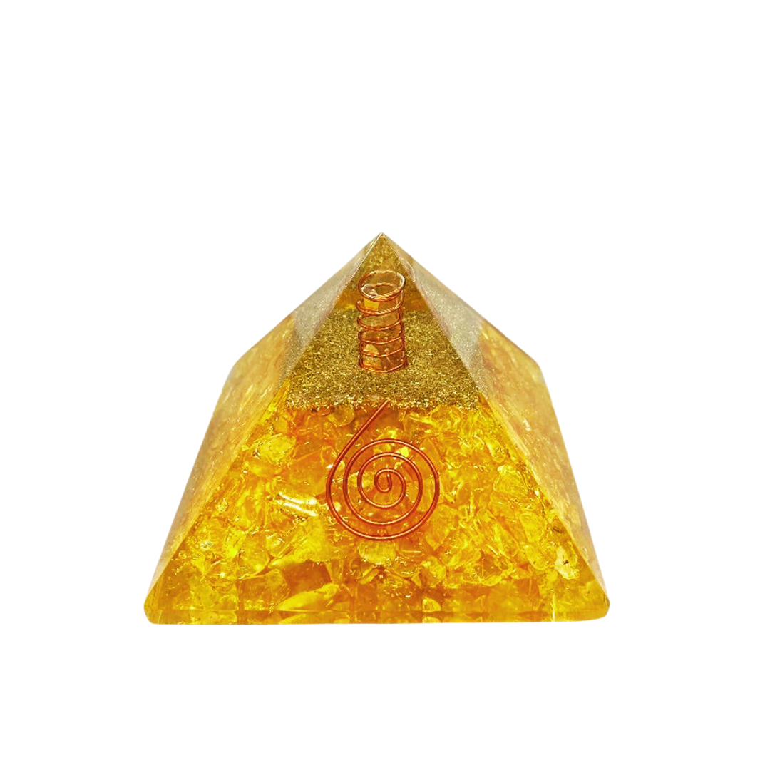 Citrine Healing Orgone Pyramid - Unlock Wealth, Knowledge, Peace, and Prosperity | Reiki Crystal Energy