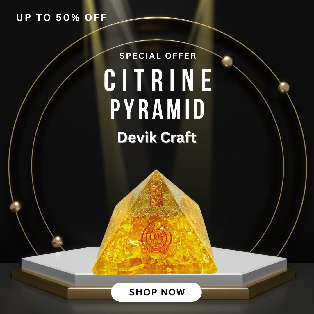 Citrine Healing Orgone Pyramid - Unlock Wealth, Knowledge, Peace, and Prosperity | Reiki Crystal Energy