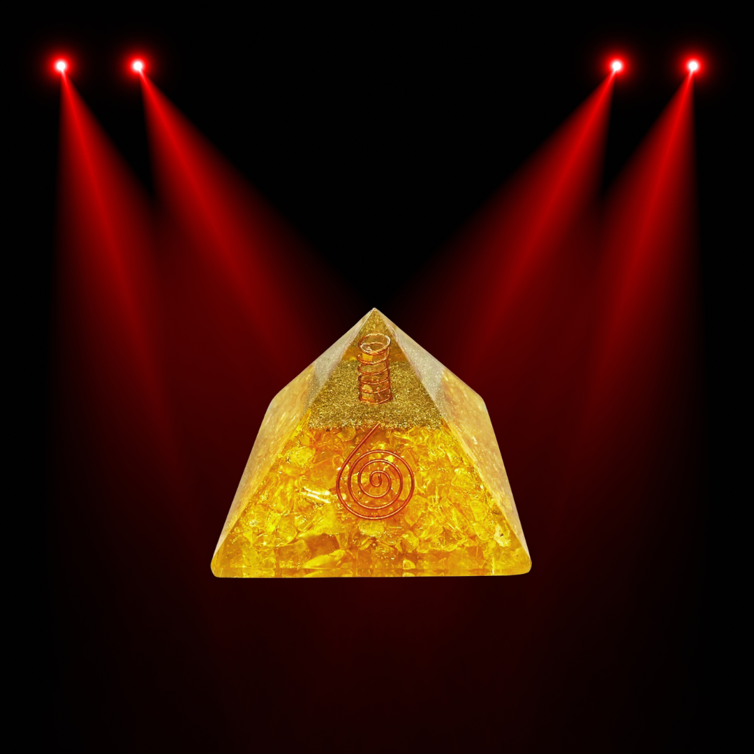 Citrine Healing Orgone Pyramid - Unlock Wealth, Knowledge, Peace, and Prosperity | Reiki Crystal Energy