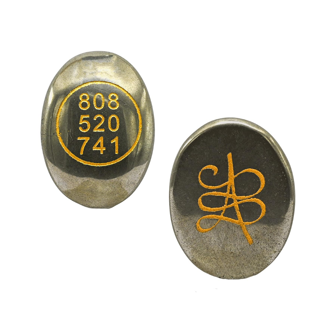 Pyrite Zibu Symbols Crystal for Money - Lucky Stone 808520741 Zibu Coin - 520741 Stone for Money, Wealth, Abundance and Prosperity Manifestation