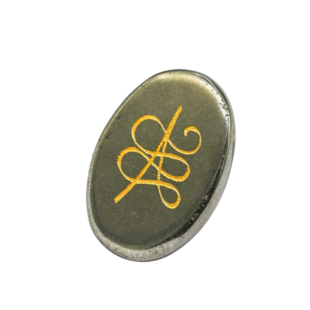 Pyrite Zibu Symbols Crystal for Money - Lucky Stone 808520741 Zibu Coin - 520741 Stone for Money, Wealth, Abundance and Prosperity Manifestation
