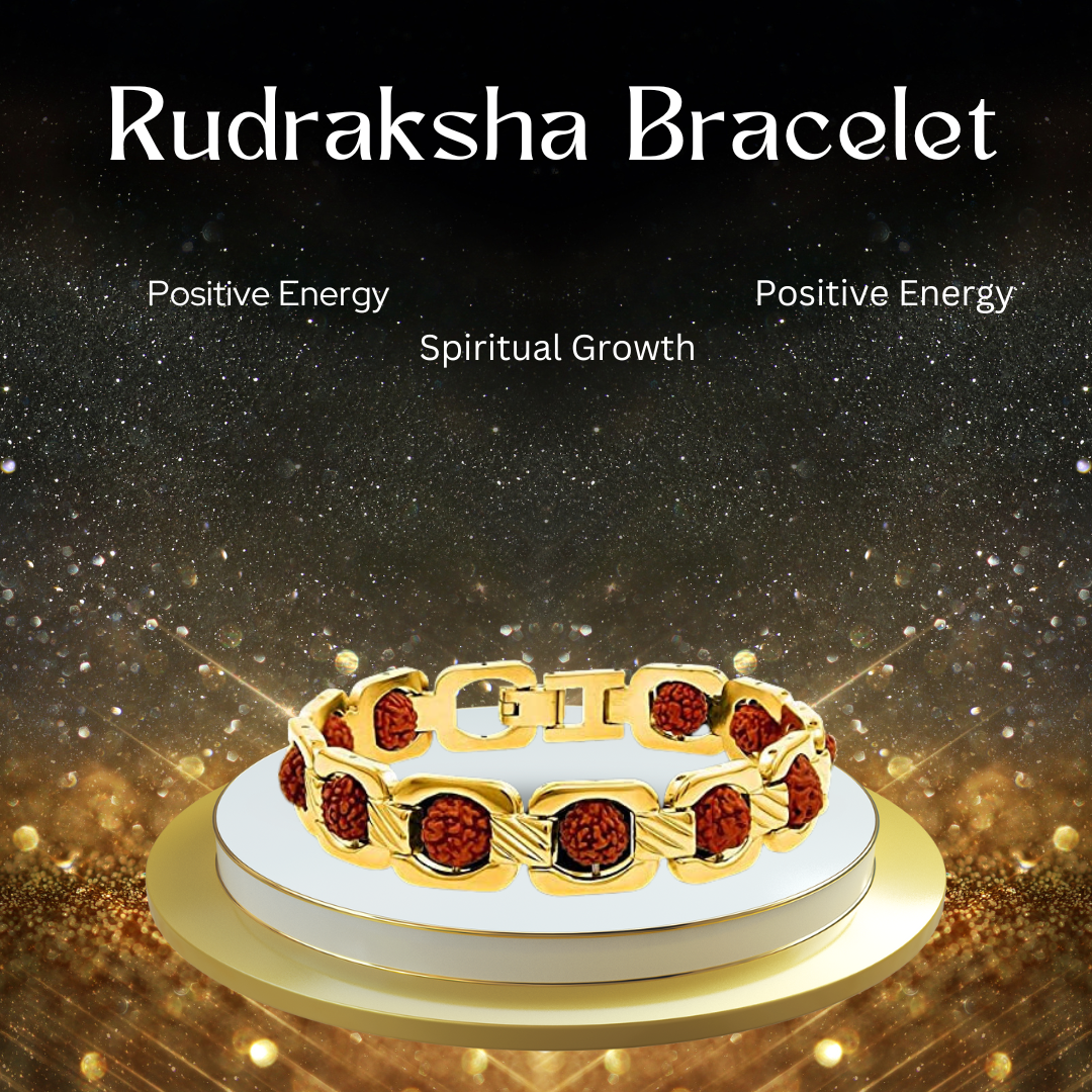 Magical Gold Plated Brass Rudraksha Bracelet - Enhance Well-being and Spiritual Growth