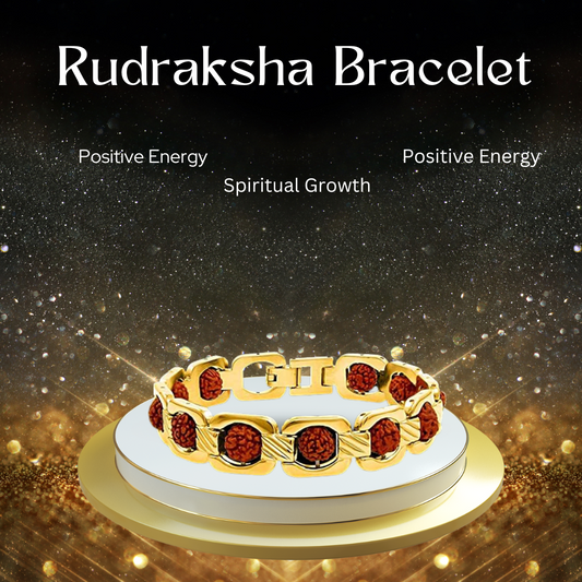 Magical Gold Plated Brass Rudraksha Bracelet - Enhance Well-being and Spiritual Growth