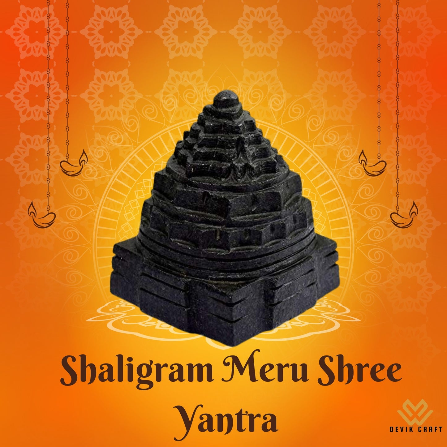 Saligram Stone Maa Lakshmi Meru Shri Yantra - Enhance Prosperity and Spiritual Energy 110g