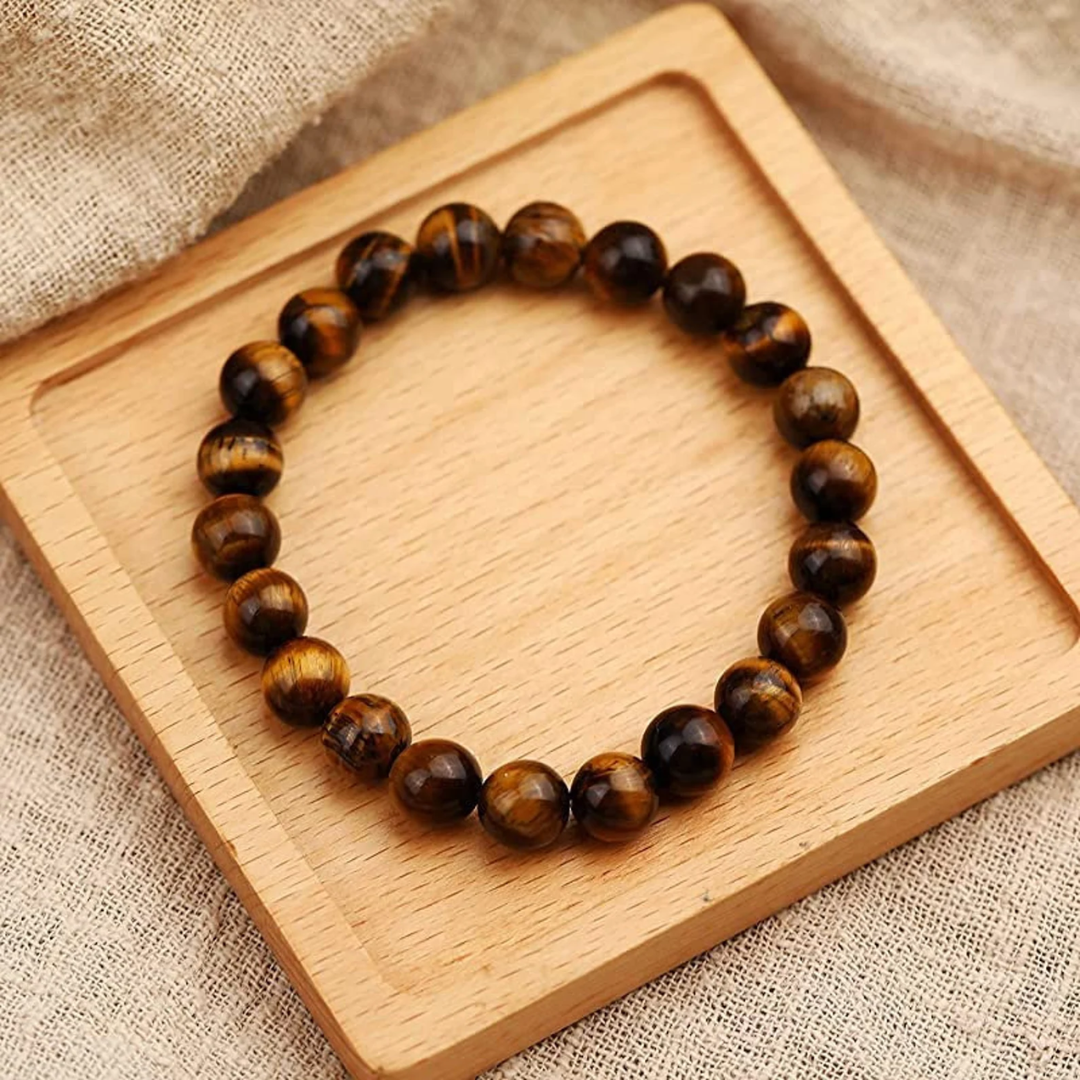 AAA Genuine Tiger Eye Bracelet, Natural Yellow Brown Tiger's eye, Protection Willpower, Confidence, Motivation