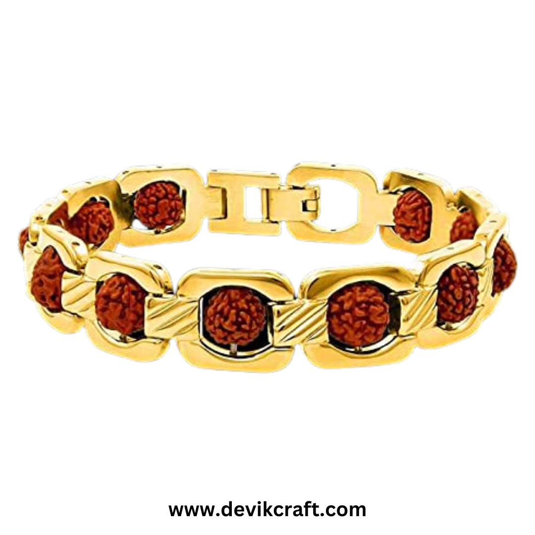 Magical Gold Plated Brass Rudraksha Bracelet - Enhance Well-being and Spiritual Growth