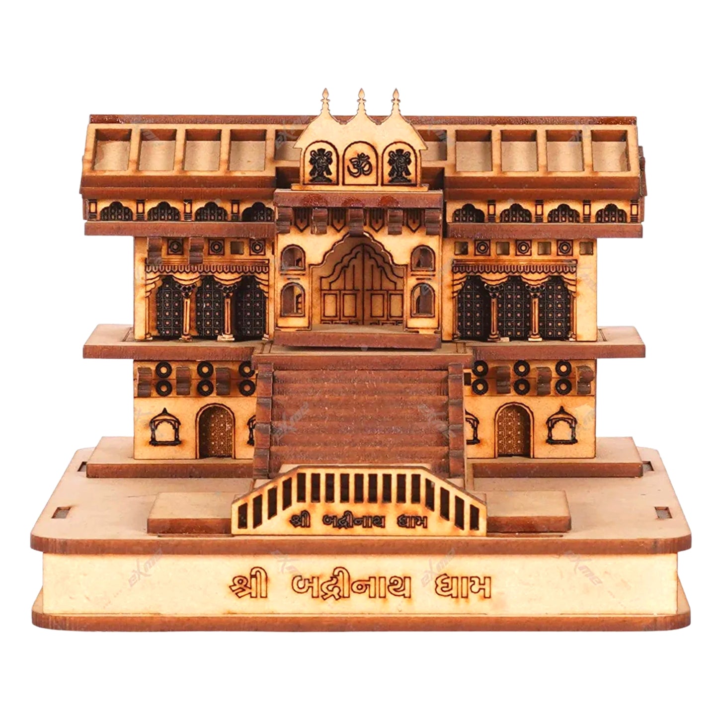 Small Badrinath Temple Original Art 3D Wood Temple Model for Home/Office/Shop and Car Dashboard