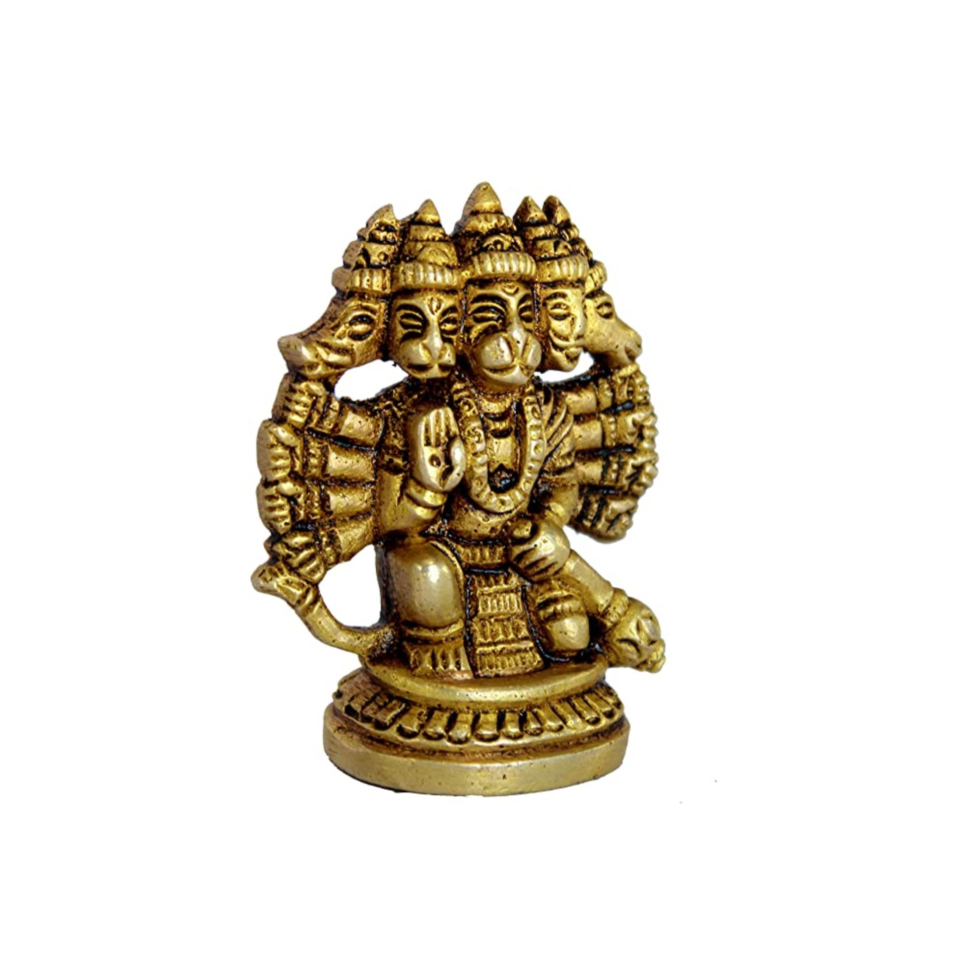 Brass Panchmukhi Hanuman Pavan Putra Anjaneya Pawanputra Bajrangbali Idol Murti Moorti Statue