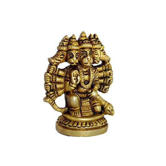 Brass Panchmukhi Hanuman Pavan Putra Anjaneya Pawanputra Bajrangbali Idol Murti Moorti Statue