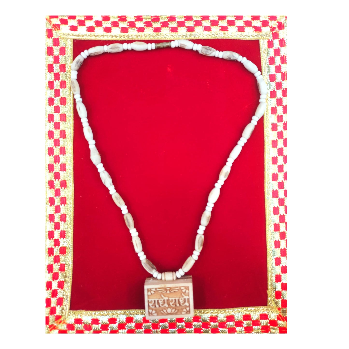 Original & Natural Wood Tulsi Kanthi Mala With Radhe Radhe locket Pendent