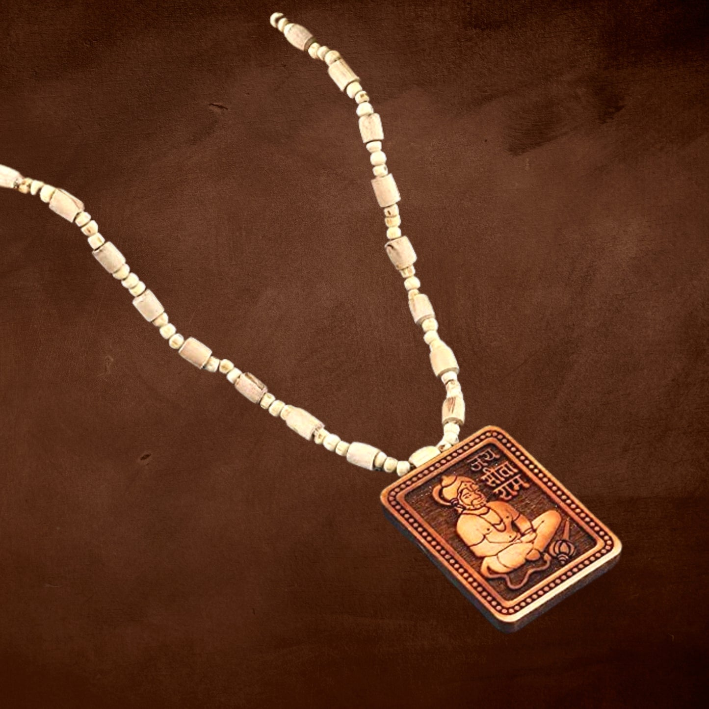 Shri Bageshwar Dham Tulsi Mala With Wooden Hanuman Idol locket