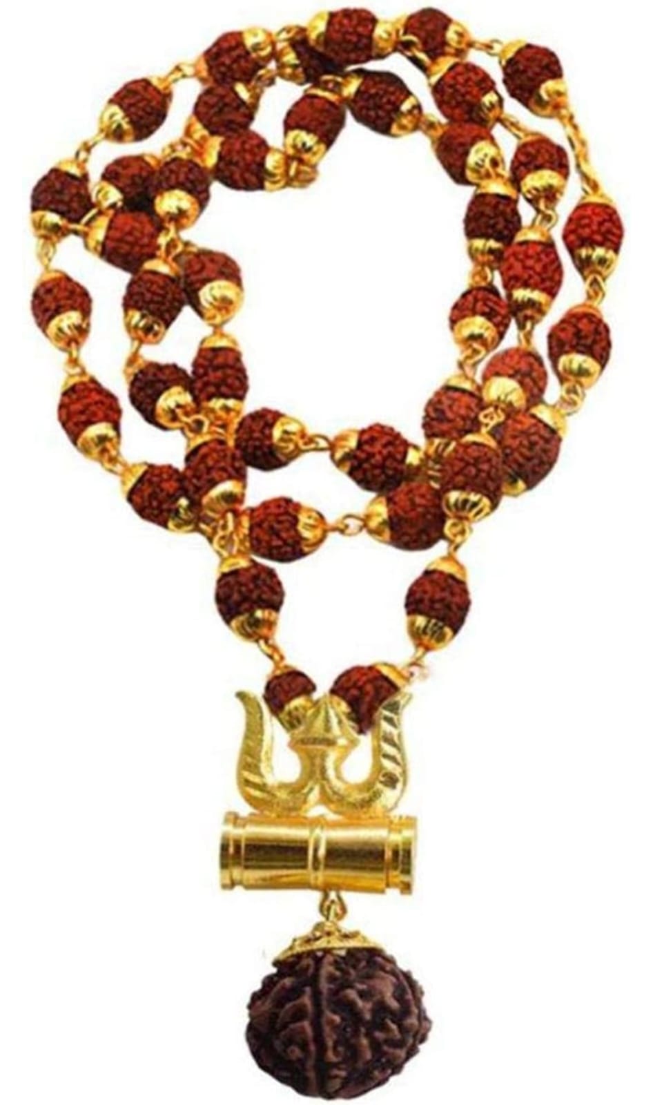 Kedarnath temple in wood miniature for Car Dashboard with Rudraksha Mala