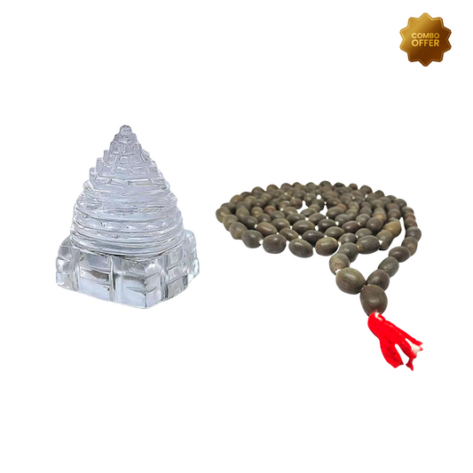 Sphatik Laxmi Shree Yantra & Kamal Gatte Mala Combo Pack
